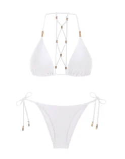 Lucy Tie Side Bottom - White -Cheap Bralette Store LUCYTIESIDE FLAT 1