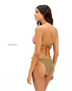 Block Tie Side Bottom - Pistachio Camel -Cheap Bralette Store block tri bikini br