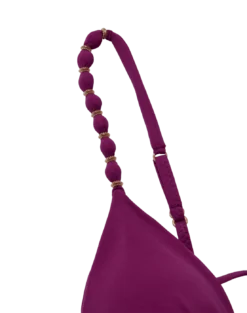 Beads Tri Parallel Top (final Sale) - Plum -Cheap Bralette Store plum bead top flat detail