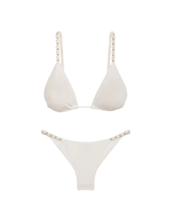 Firenze Beads Tri Parallel Top - White -Cheap Bralette Store white firenze beads bikini flat