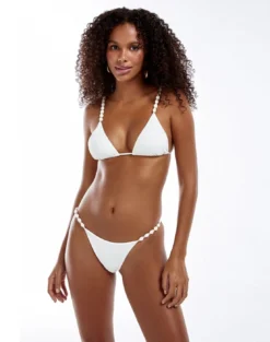 Firenze Beads Tri Parallel Top - White -Cheap Bralette Store white firenze beads bikini 9d4c7358 a388 432f b48a 2566fde47c52