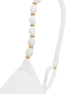 Firenze Beads Tri Parallel Top - White -Cheap Bralette Store white firenze beads top detail flat